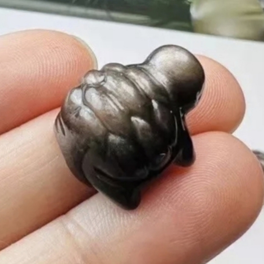 🐢 Golden Obsidian Carved Tortoise